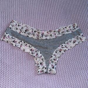 Floral lace detail Gray cheeky pantie by PINK Victoria’s Secret